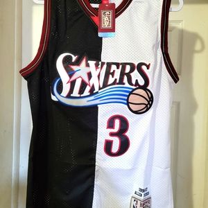 🔥🎄🎁 🖤🤍Sixers Iverson NBA Throwback Vintage Jersey